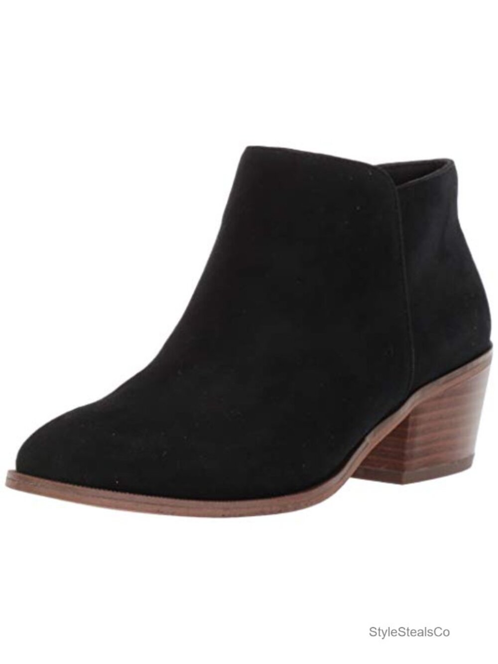 Women's Low Heel Ankle Boots with Side Zipper Stacked Block Heel